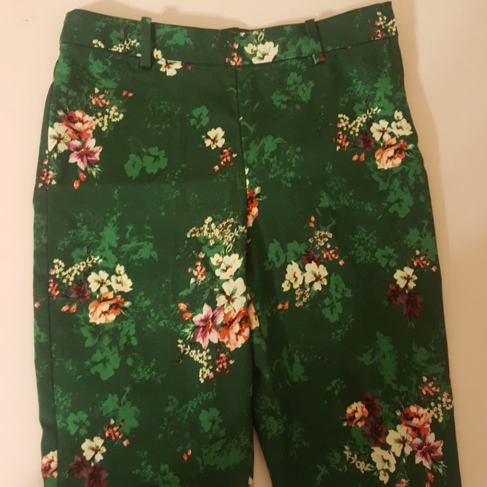 Floral cropped skinny mid-waist pants - Picture 2 of 5